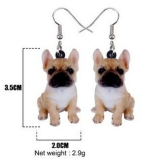 Oorbellen Franse Bulldog Zittend Maten