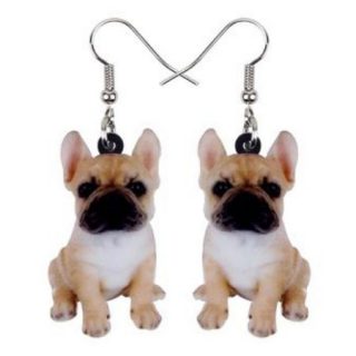 Oorbellen Franse Bulldog Zittend Voorkant